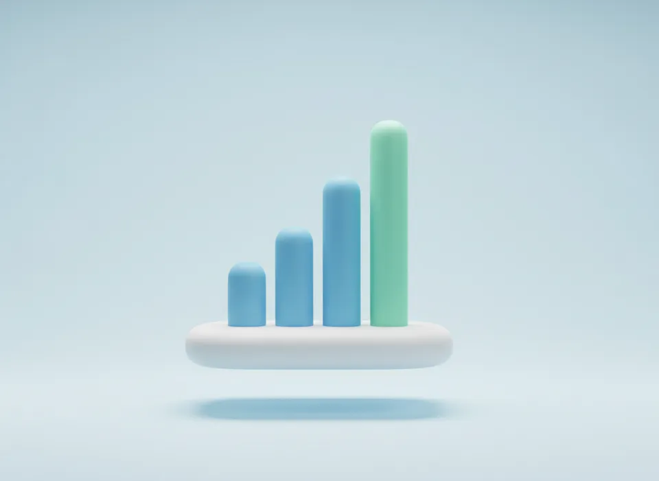 Ilustración 3D: gráfica de barras del dashboard administrativo